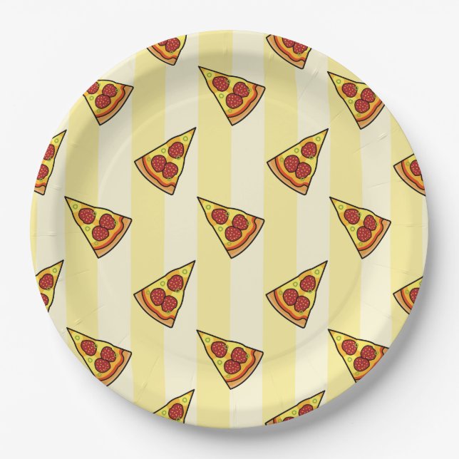 Pizza Pattern Wrapping Paper Plate (Front)