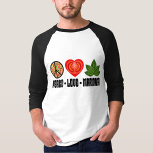 Pizza Peace Sign Tomato Heart and Basil Leaves T-Shirt