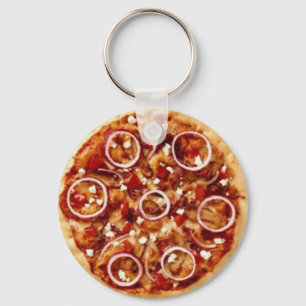 Pizza Peperoni With Onionrings Keychain