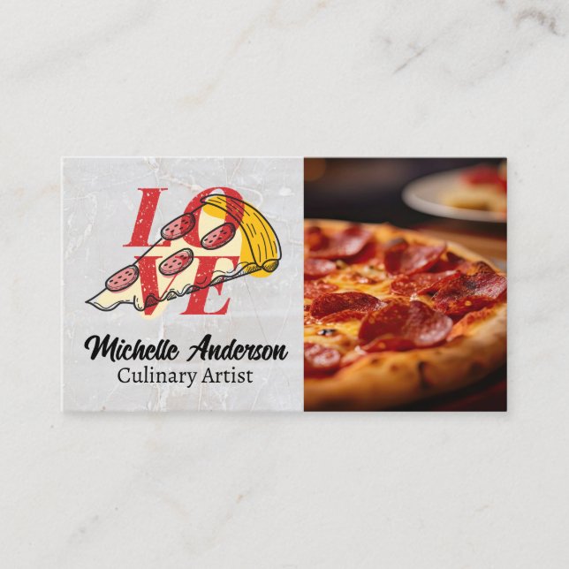 Pizza Pepperoni | Love Slice of Pie Business Card (Front)