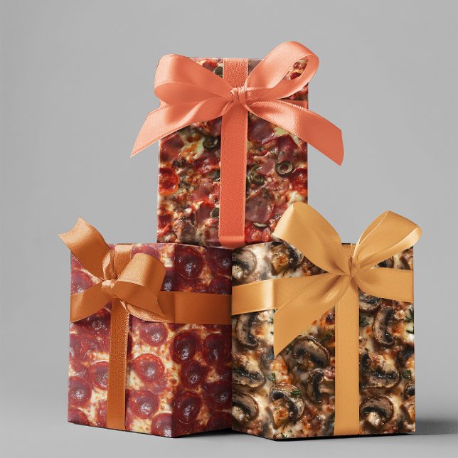 Pizza Pepperoni Mushroom Meat Close ups Wrapping Paper Sheet (Creator Uploaded)