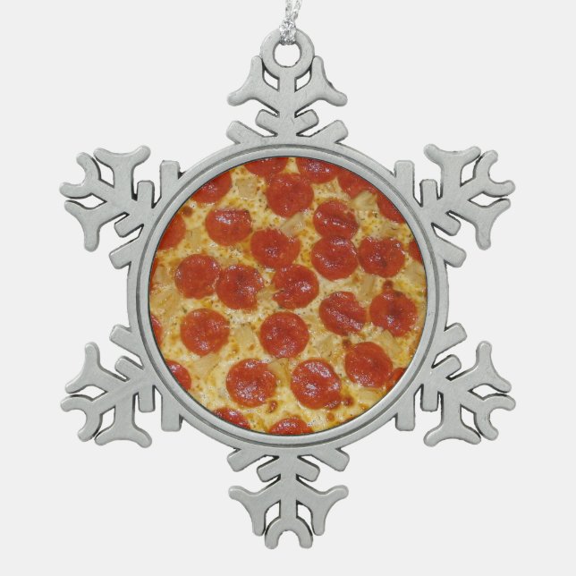 Pizza Pewter Snowflake Ornament (Front)