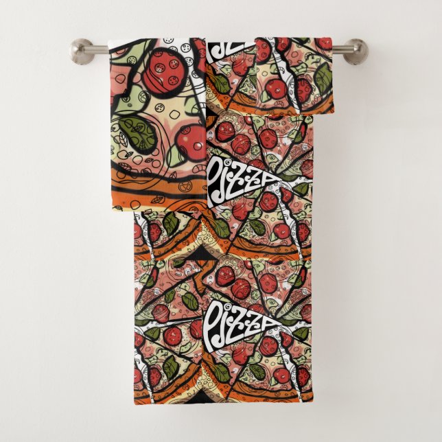 Pizza Pie Bath Towel Set (Insitu)