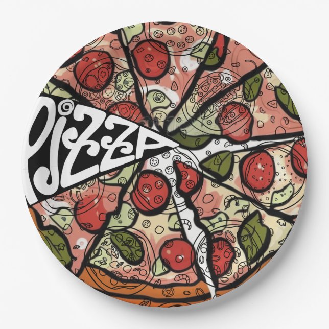 Pizza Pie Paper Plate (Front)