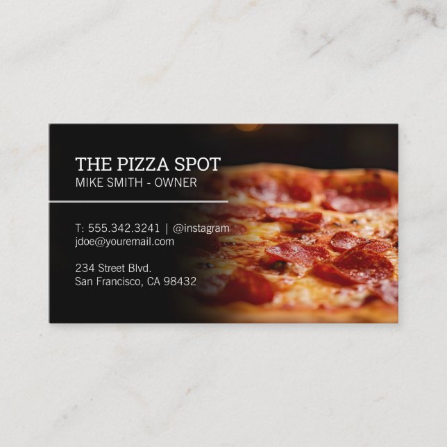 Pizza Pie Pepperoni | Restaurant Business Card (Front)