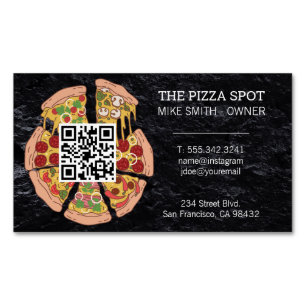 Pizza Pie Slices   QR Code Magnetic Business Card