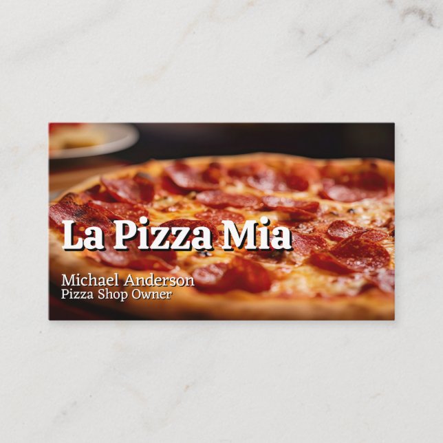 Pizza Pie with Pepperoni and Cheese Business Card (Front)