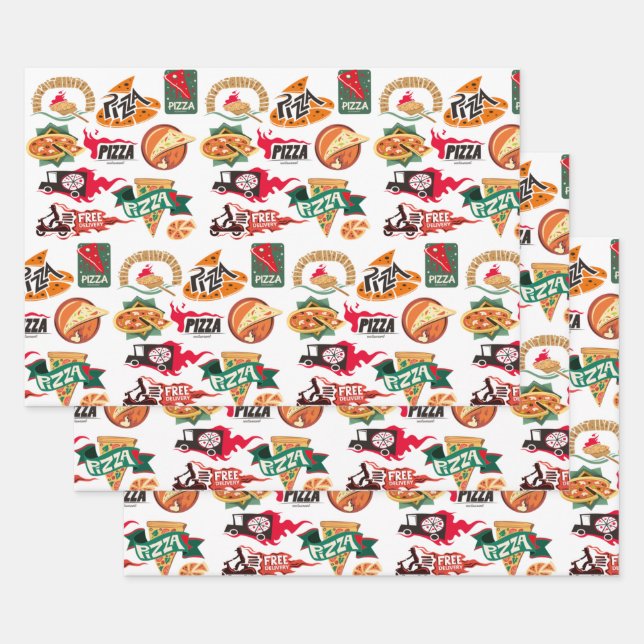 Pizza Pie Wrapping Paper Sheets (Set)