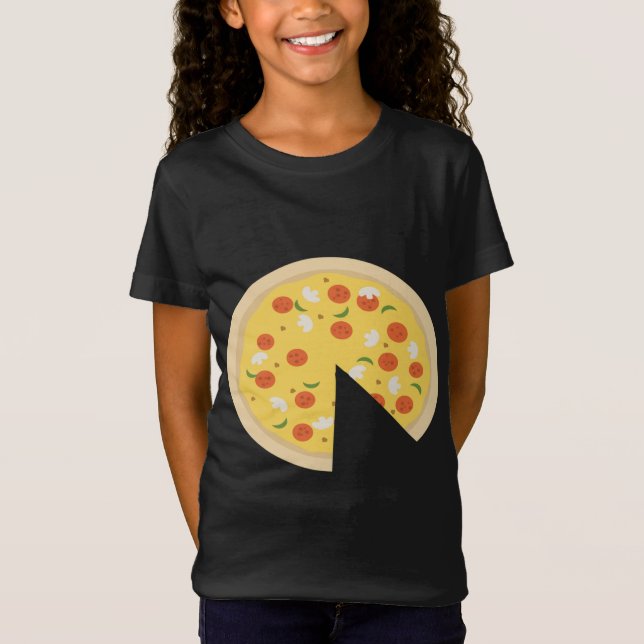 Pizza Piece Slice Missing Father Son Funny Cute T-Shirt (Front)