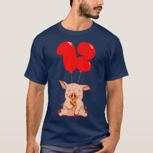 Pizza Pig12th Birthdaykids Balloon Party 22574289 T-Shirt