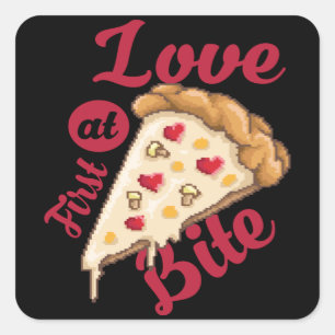 Pizza Pixel Retro Square Sticker