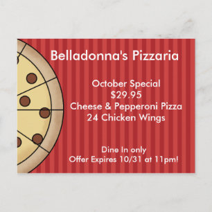 Pizza Pizzaria Postcard Promo Card