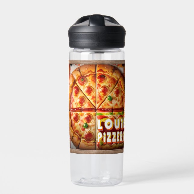 Pizza Pizzeria Design Water Bottle (Front)