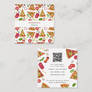 Pizza Pizzeria Restaurant QR Code Italian Food Square Business Card
