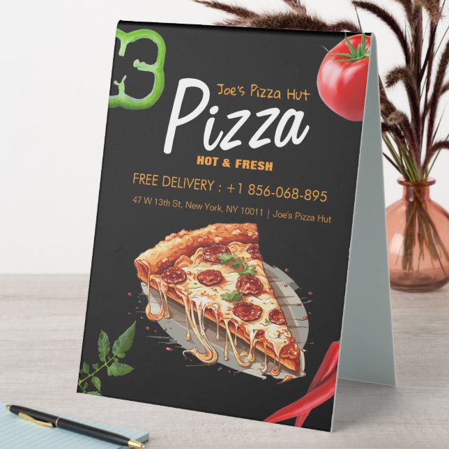 Pizza Place Custom Table Tent Sign (In SItu (Table))