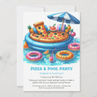 Pizza & Pool Birthday Party – Fun Cartoon design