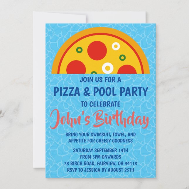 pizza pool party invitation (Front)
