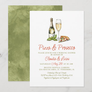 Pizza Prosecco Couples Wedding Shower Invitation