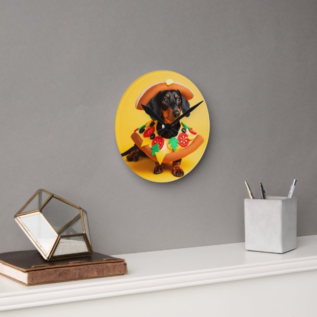 Pizza Puppy Round Clock (Office)