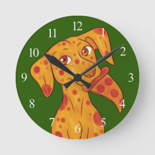 Pizza Puppy Round Clock