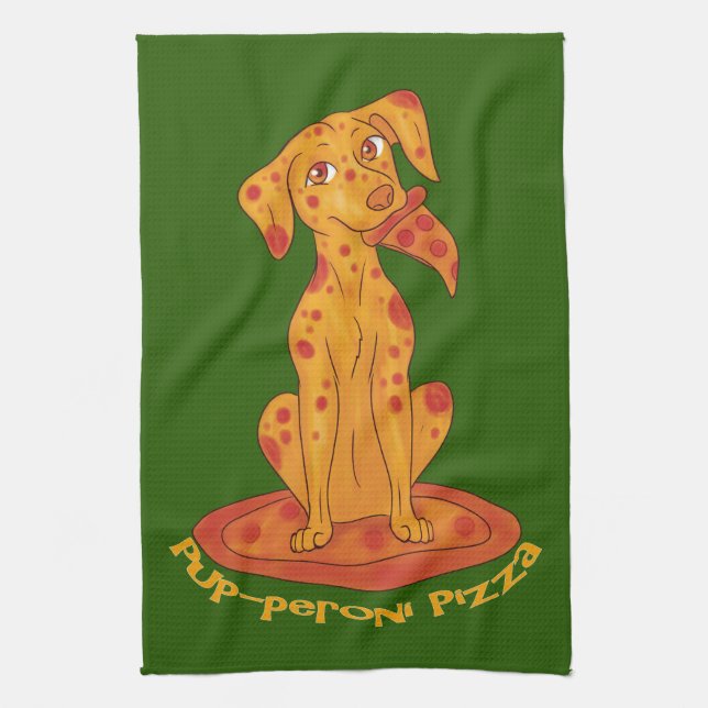 Pizza Puppy Tea Towel (Vertical)