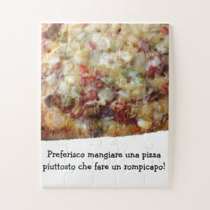 Pizza Puzzle with Funny Italian (Italiano) Quote