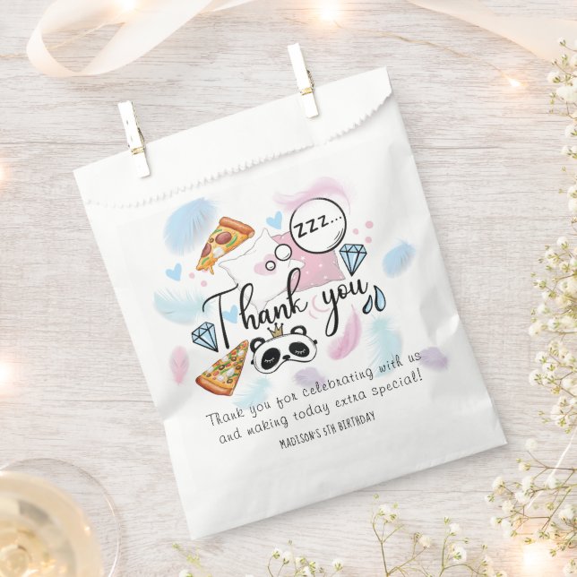 Pizza & Pyjamas Personalised Slumber Party  Favour Bags (Clipped)