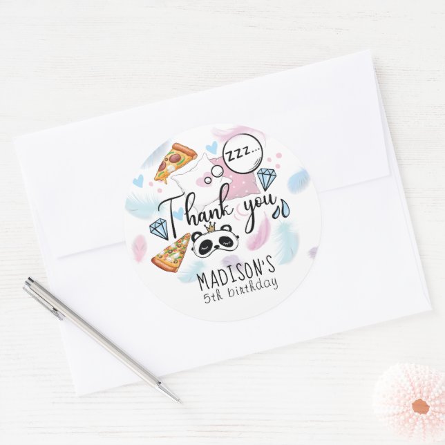 Pizza & Pyjamas Slumber Party Personalised Classic Round Sticker (Envelope)