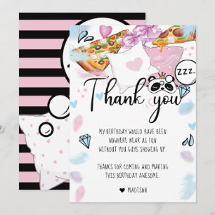 Pizza & Pyjamas Slumber Party Thank You Card