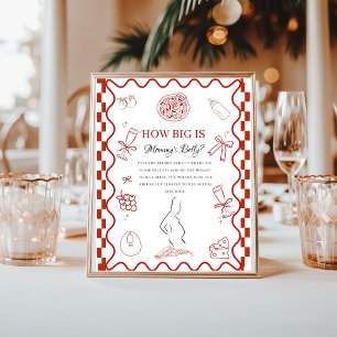 Pizza red Baby How big Mummy' baby Shower sign