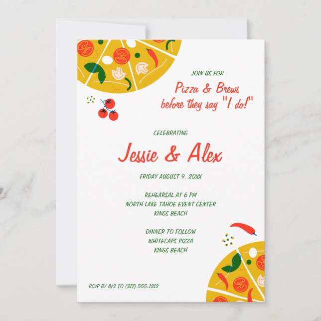 Pizza Rehearsal Dinner Invitation (Front)