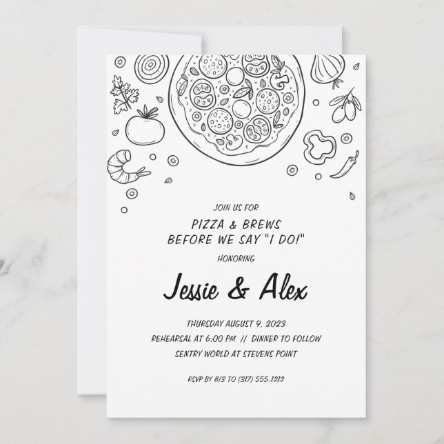 Pizza Rehearsal Dinner Invitation (Front)