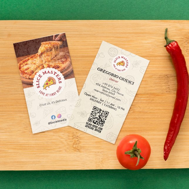 Pizza Restaurant Business | Minimalist Classic Business Card (Creator Uploaded)