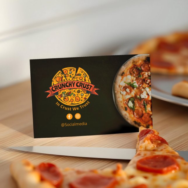 Pizza Restaurant Business | Minimalist Dark  Business Card (Creator Uploaded)
