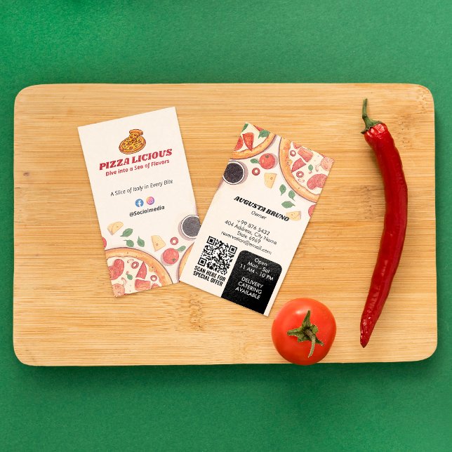 Pizza Restaurant Business | Minimalist Sketch Business Card (Creator Uploaded)
