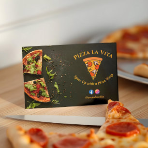 Pizza Restaurant Business Minimalist Small Slice Business Card