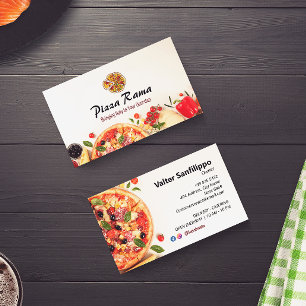 Pizza Restaurant Business Minimalist White Business Card