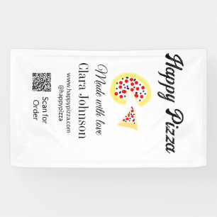 Pizza restaurant cafe pizzeria scan QR code order  Banner