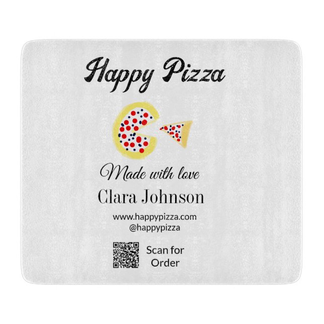 Pizza restaurant cafe pizzeria scan QR code order  Cutting Board (Front)