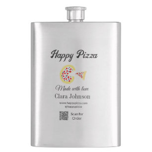 Pizza restaurant cafe pizzeria scan QR code order Hip Flask