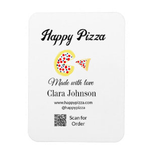 Pizza restaurant cafe pizzeria scan QR code order Magnet