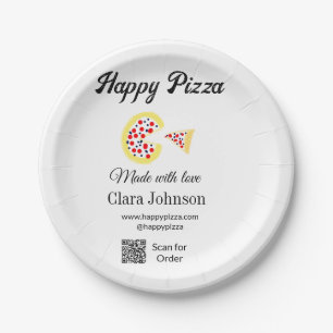 Pizza restaurant cafe pizzeria scan QR code order Paper Plate