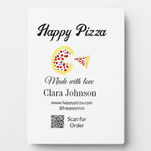 Pizza restaurant cafe pizzeria scan QR code order  Plaque
