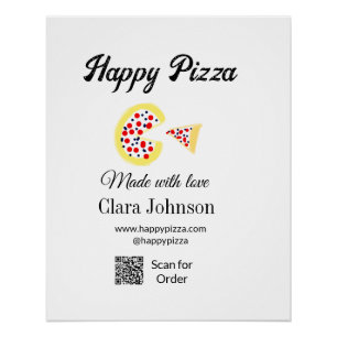 Pizza restaurant cafe pizzeria scan QR code order Poster