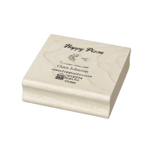 Pizza restaurant cafe pizzeria scan QR code order Rubber Stamp