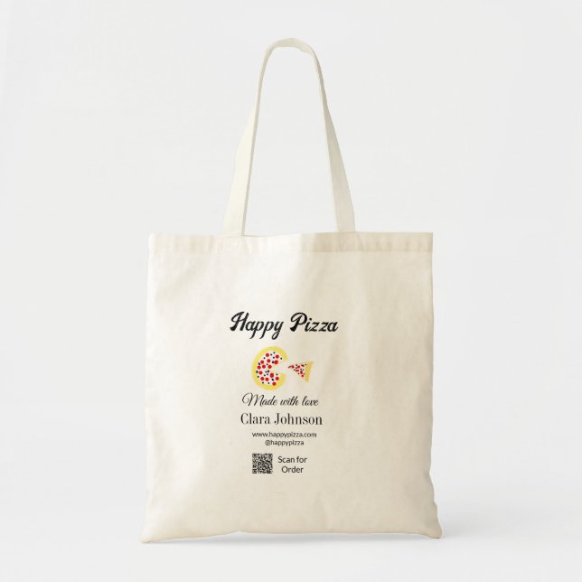 Pizza restaurant cafe pizzeria scan QR code order  Tote Bag (Front)