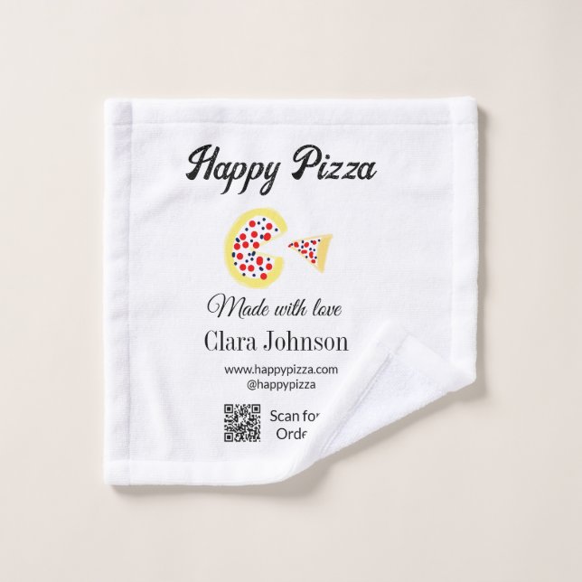 Pizza restaurant cafe pizzeria scan QR code order  Wash Cloth (Wash Cloth)