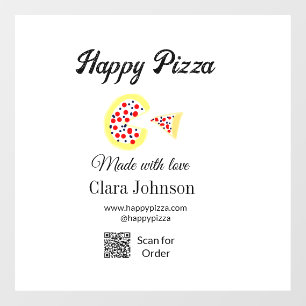 Pizza restaurant cafe pizzeria scan QR code order Window Cling