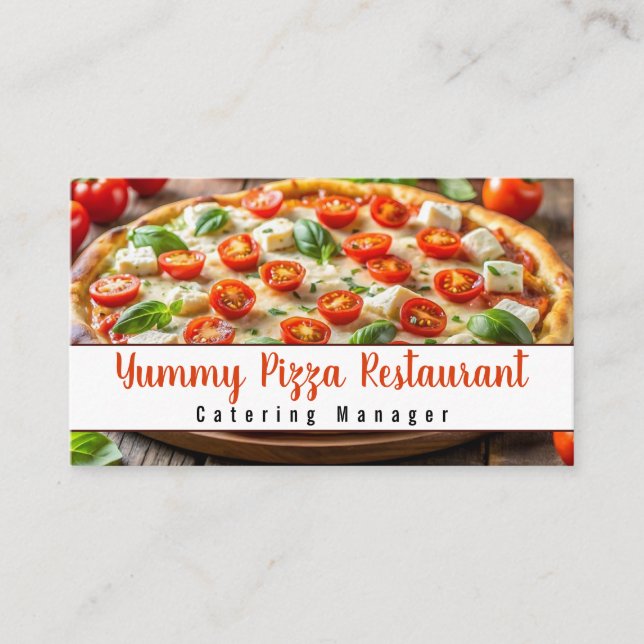Pizza Restaurant Caterer Catering Service Events Business Card (Front)