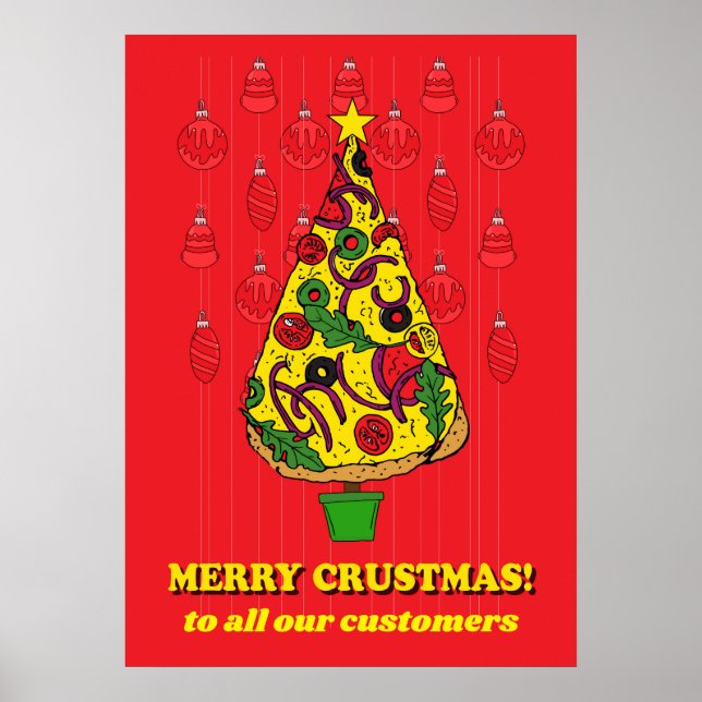 Pizza Restaurant Christmas Customer Thank You Sign (Front)